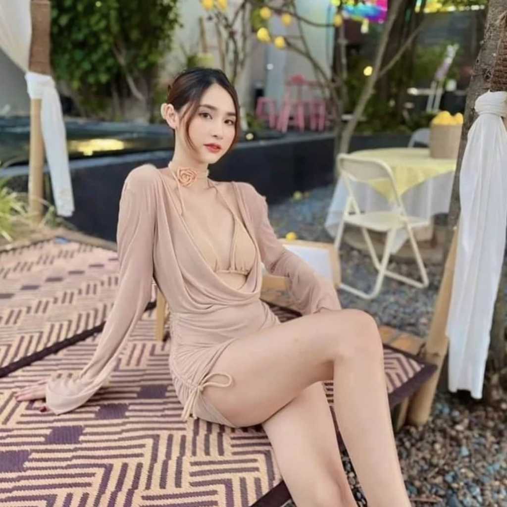 READY STOCK SAF - ELOISE KHAKI bikini set 3 pcs woman premium / baju renang wanita / bikini set + ou