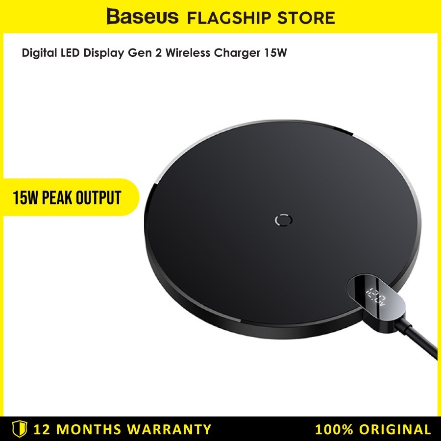 Baseus Display Digital LED Wireless Charger Gen 2 15W - CCED01
