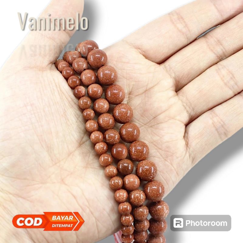 Batu Alam Pasir Emas 6mm 8mm 10mm Bahan Untuk Membuat Gelang DIY