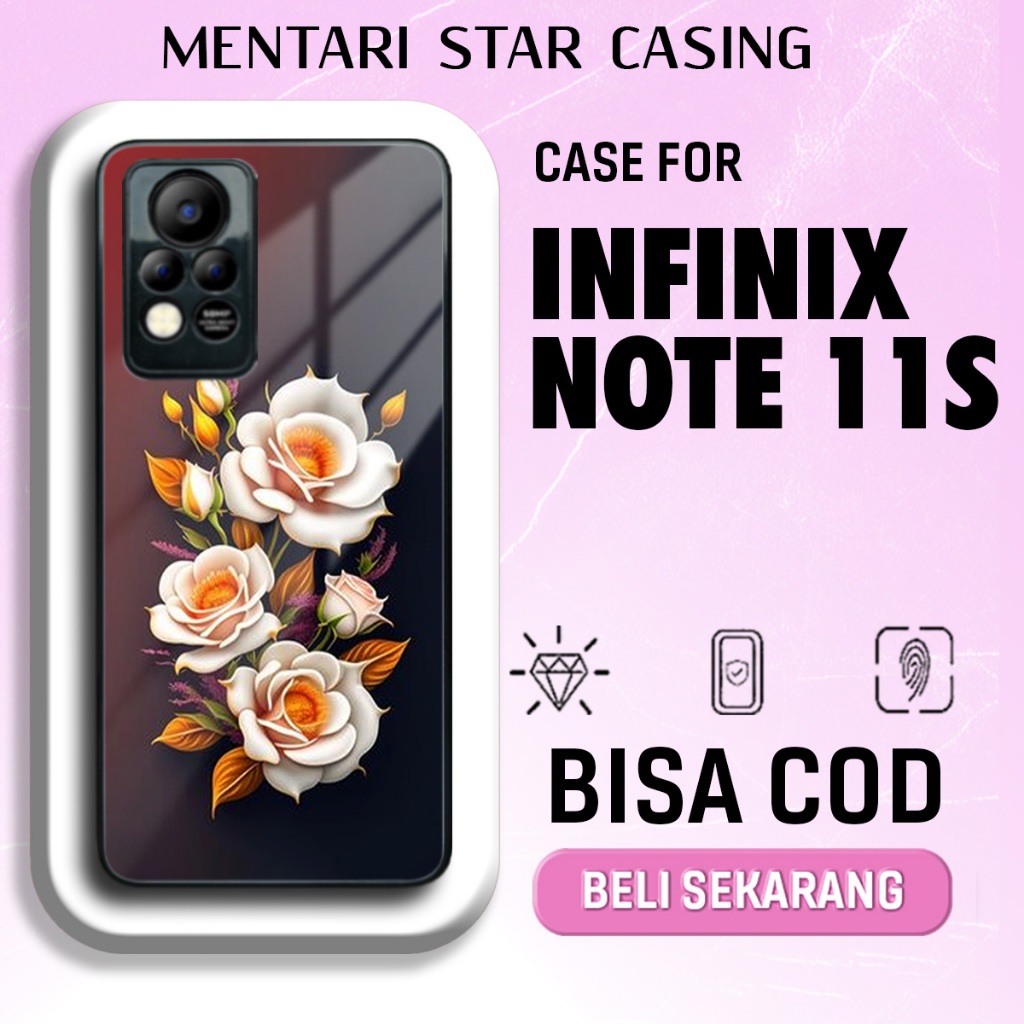 case hp infinix note 11s motif bunga terbaru bahan hardcase softcase premium glossy pelindung hp
