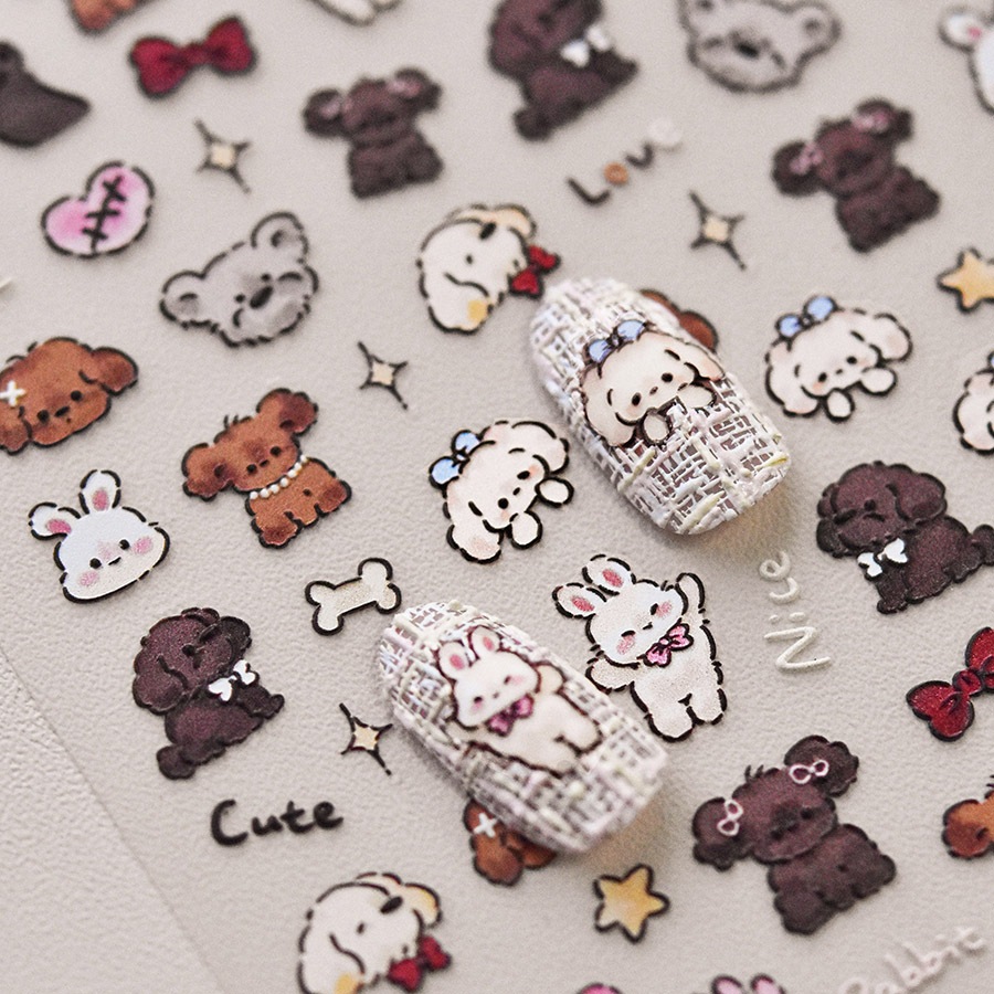[TMN06] Stiker Kuku Tomoni Motif Anjing Kucing Mofusand Lucu Cute DogCat Nail Sticker