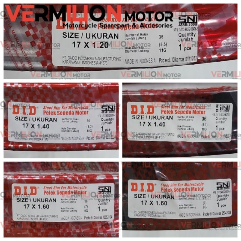 Velg DID 17 120 140 160 Warna Hitam Chrome Hole 36