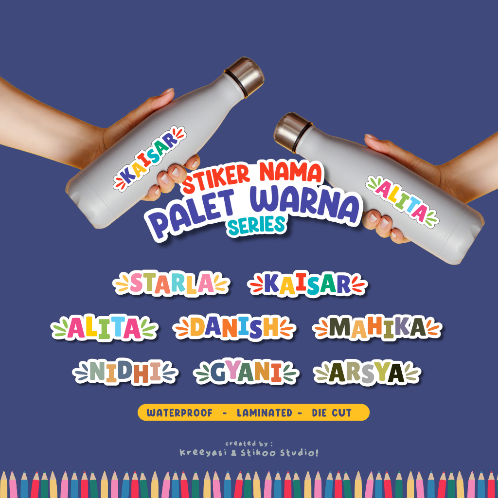 

[ palet | font-A ] Stiker Label Nama - Waterproof - Stiker Tumbler Hampers Ulang Tahun - Stikoo