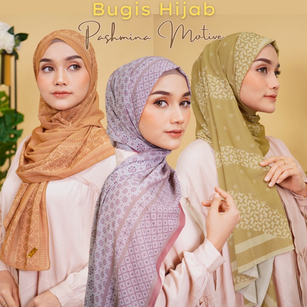 Terlaris Bugis Hijab  Kerudung Pashmina Motif Ceruty Premium  Hijab Pashmina