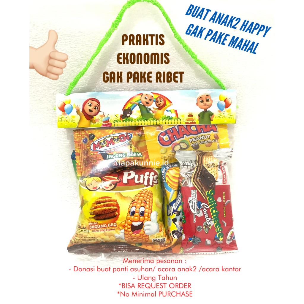 

PAKET SNACK ULANG TAHUN MURAH, BINGKISAN ULANG TAHUN ANAK,SOUVENIR ULTAH ANAK, HAMPERS DONASI