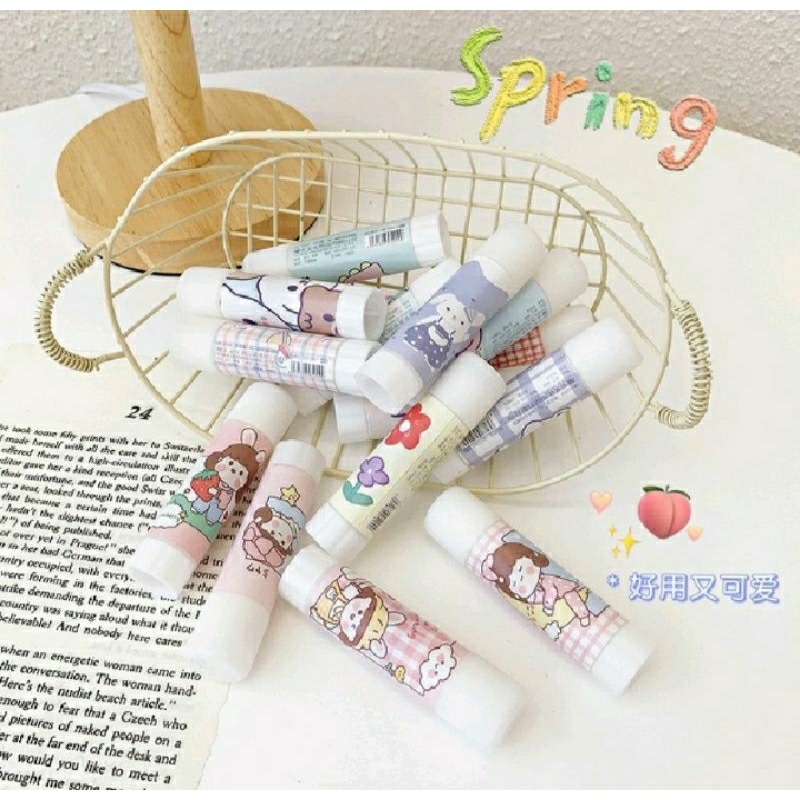 

Lem perekat kertas padat glue stick lem stik batang putar sekolah motif korea lucu