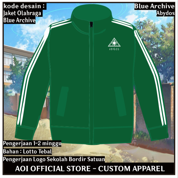 Jaket Running Olahraga Abydos Blue Archive