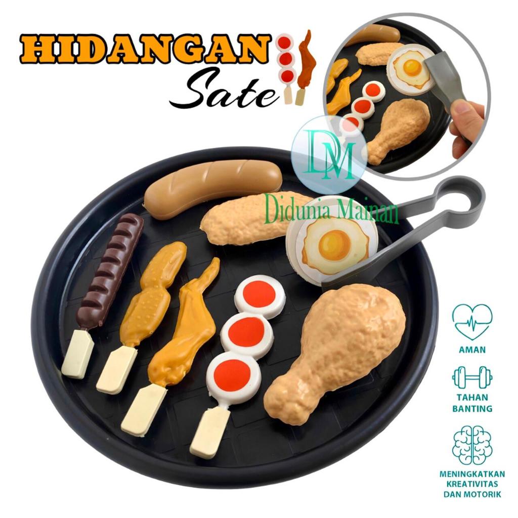 Mainan anak peran masak masakan hidangan makanan sate satean