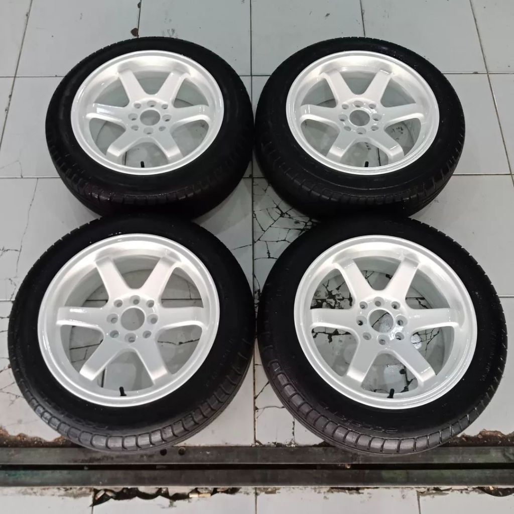 VELG MOBIL TE37 RING 16X7,5 WHITE 4X100 114 SEKEN BEKAS BERKUALITAS