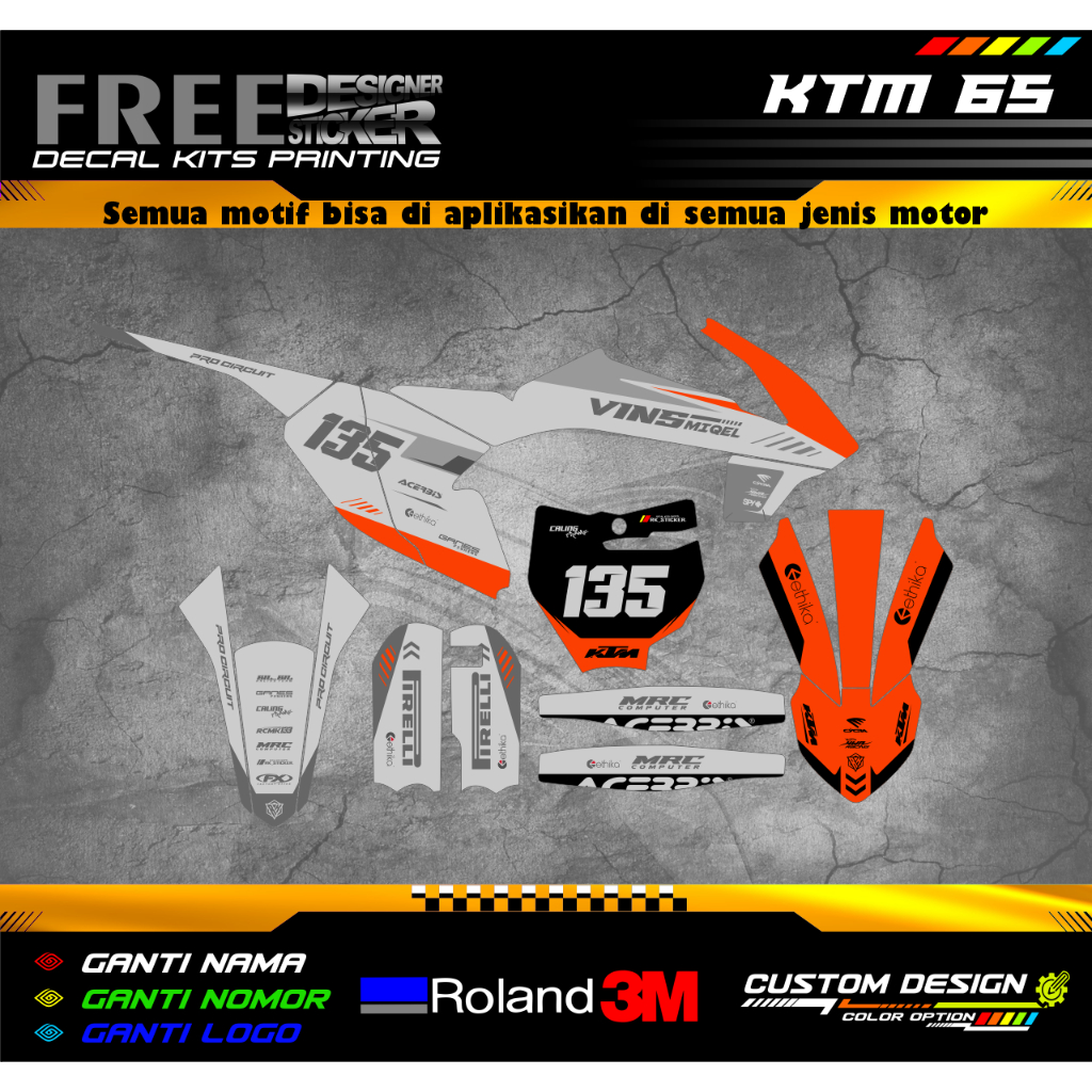 DECAL STIKER KTM 65 CC FREE REQUES CUSTOM