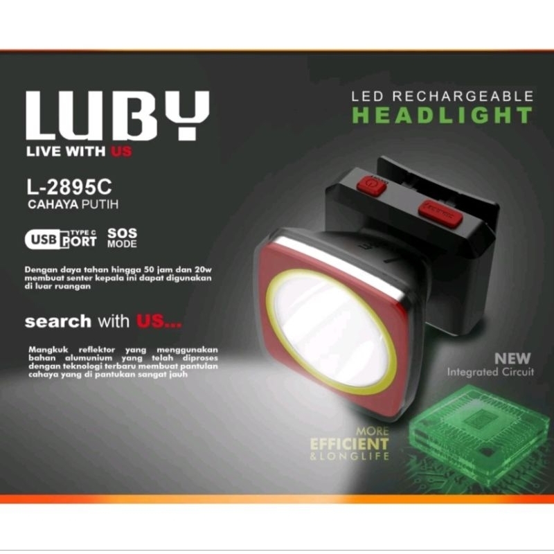 Senter Kepala Luby L-2895 C Senter berkelas kualitas super