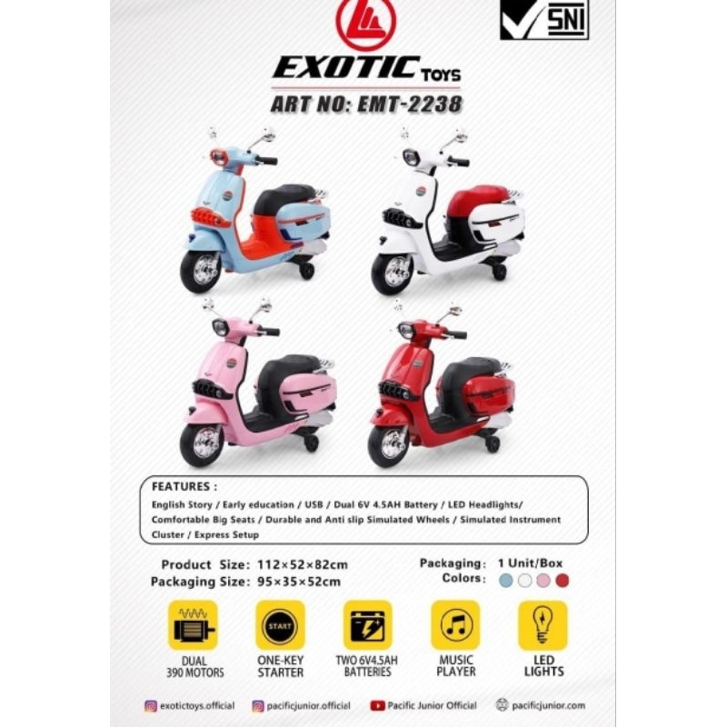 Mainan Motor Aki Anak Vespa EMR 2238 Exotic