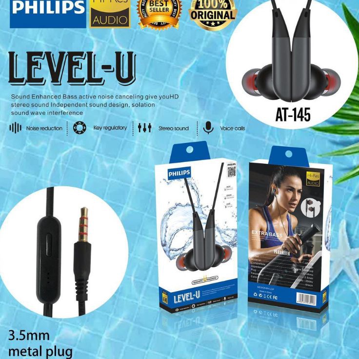 Readystock HF HEADSET PHILIPS  JBL AT145 LEVEL U SUPER BASS PACKING IMPORT