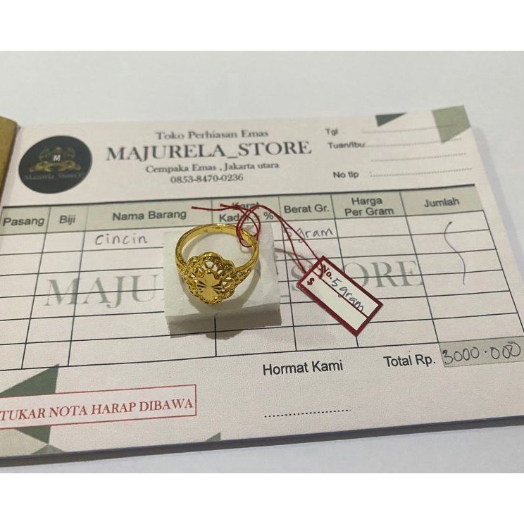 cph2 Perhiasan wanita Cincin emas 5 gram Kadar 5 Surat