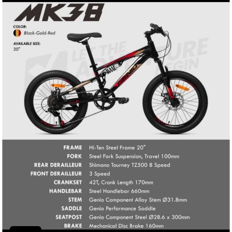 Sepeda Anak MTB 20 inch Genio Mk 38 New 7 speed