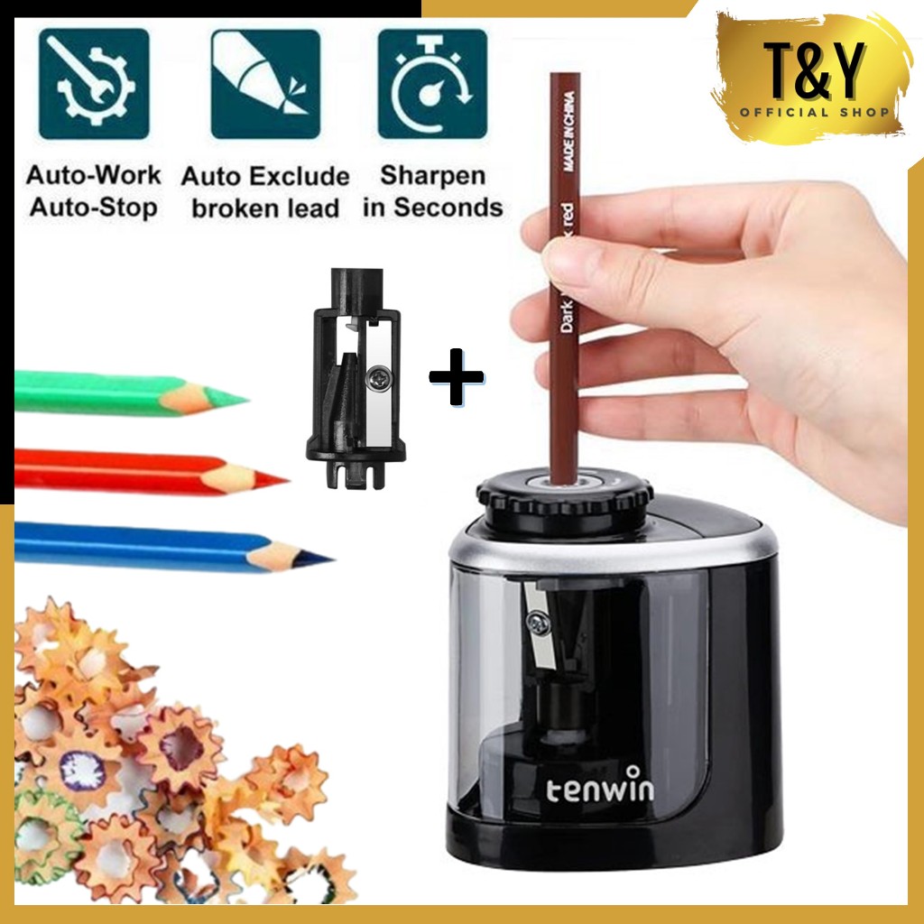 

T&Y Rautan Pensil Otomatis Manual Listrik Baterai Rautan Pensil Elektrik Portebel Pencil Sharpener Rautan Pensil Rotary Pensil 6-8mm Untuk Alat Tulis Sekolah Kantor