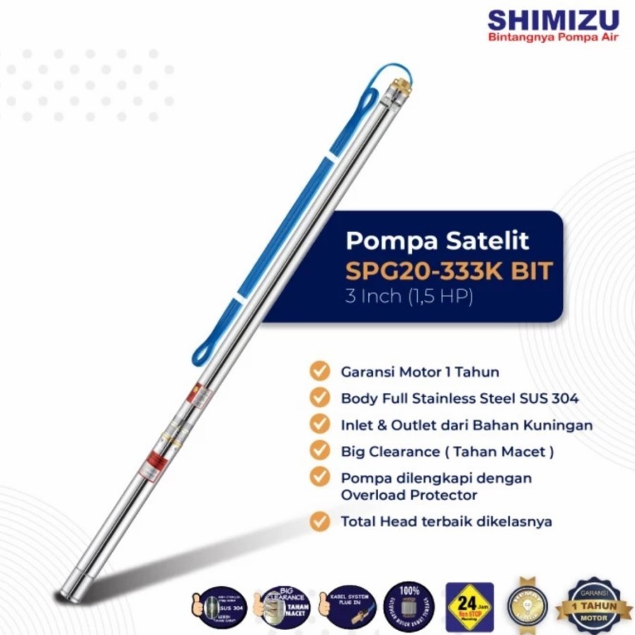 Pompa Air Submersible Satelit Sible SHIMIZU SPG20-333K BIT (1,5 HP)