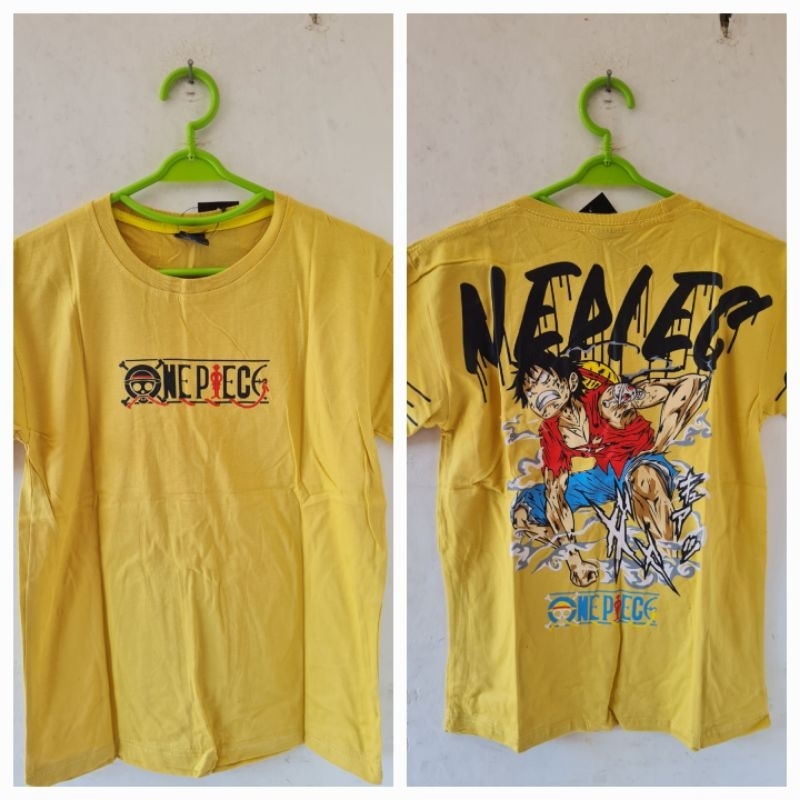 Kaos atasan anak motif one piece kuning abg tanggung