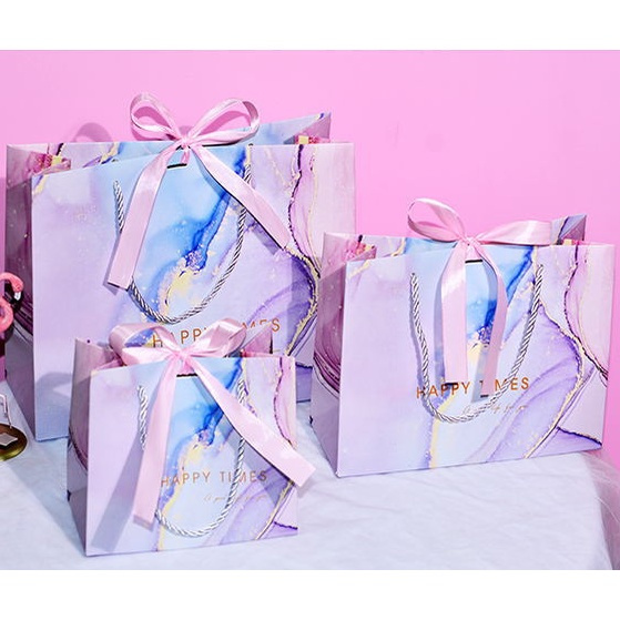 

Paperbag premium tas kantong hadiah marble pink / Kantong Kado Cantik Premium