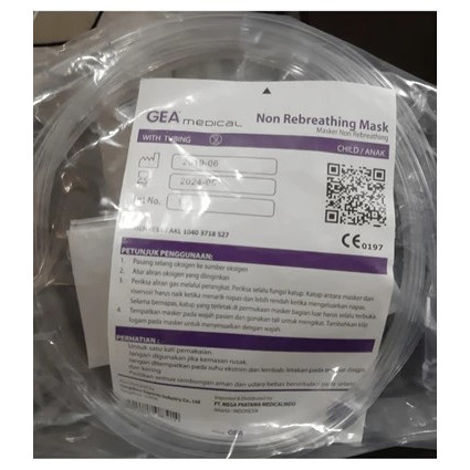 Masker Oxygen Non Rebreathing Anak GEA / NRM Gea Anak