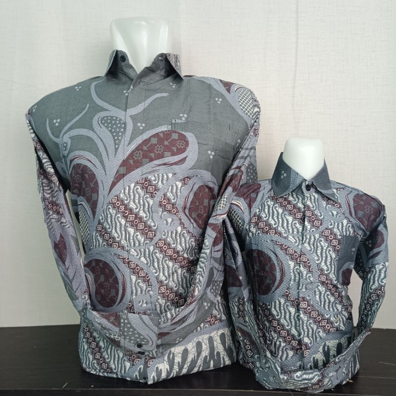 kemeja batik couple ayah dan anak bahan katum premium pakai furing abu monyet