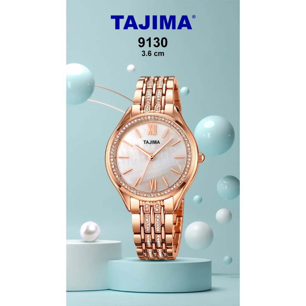 Jam Tangan Wanita Analog Tajima 9130 Stainless Steel Water Resist Original Garansi + Free Box