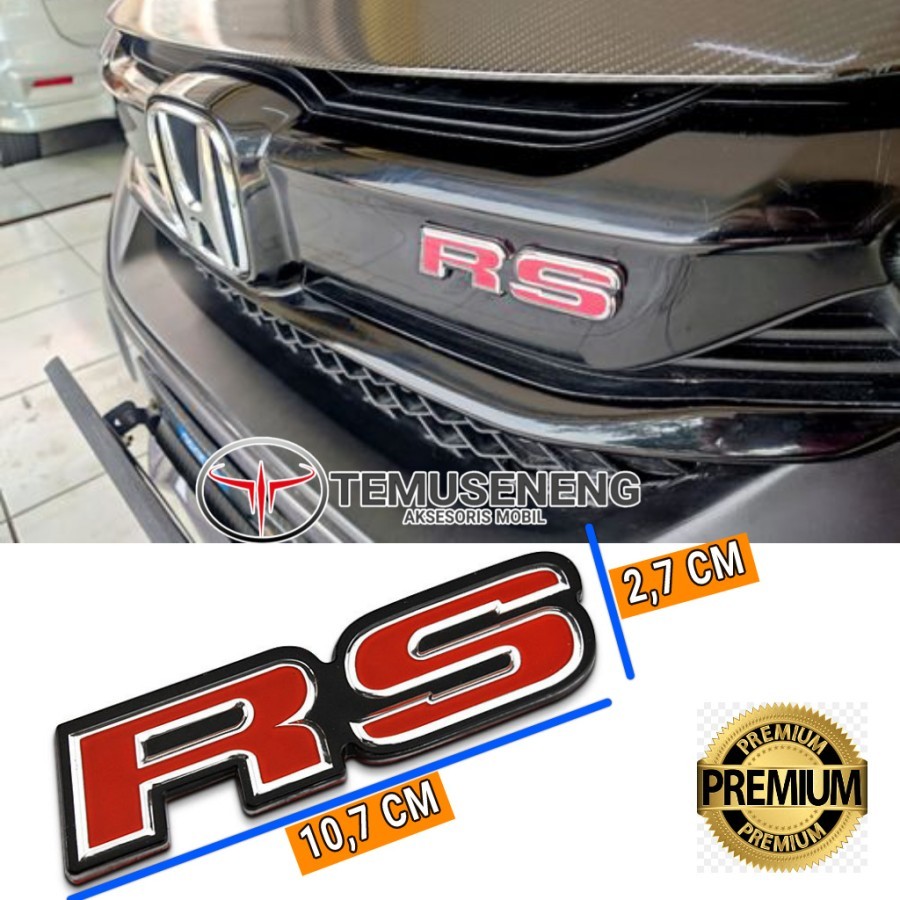 3D NEW Emblem RS Logo RS Mobil Honda Jazz Brio Mobilio Civic City HRV WRV Tempelan Bemper Depan Bela