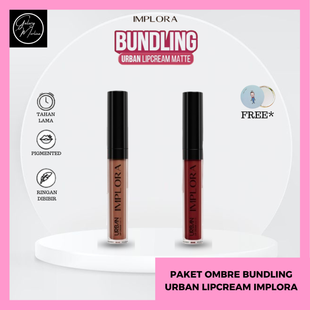 Paket Ombre Implora Urban Lipcream + Urban Lip cream / Paket Bundling / Paket Hemat 1 Set Ombre