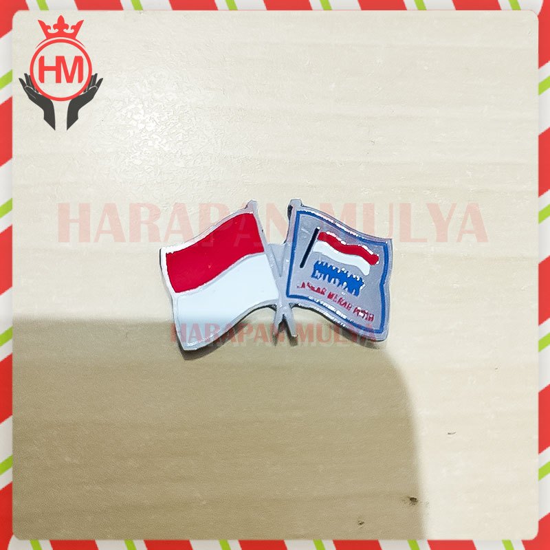 Cross Flag Pin Bendera Persahabatan Indonesia Laskar Merah Putih - HM