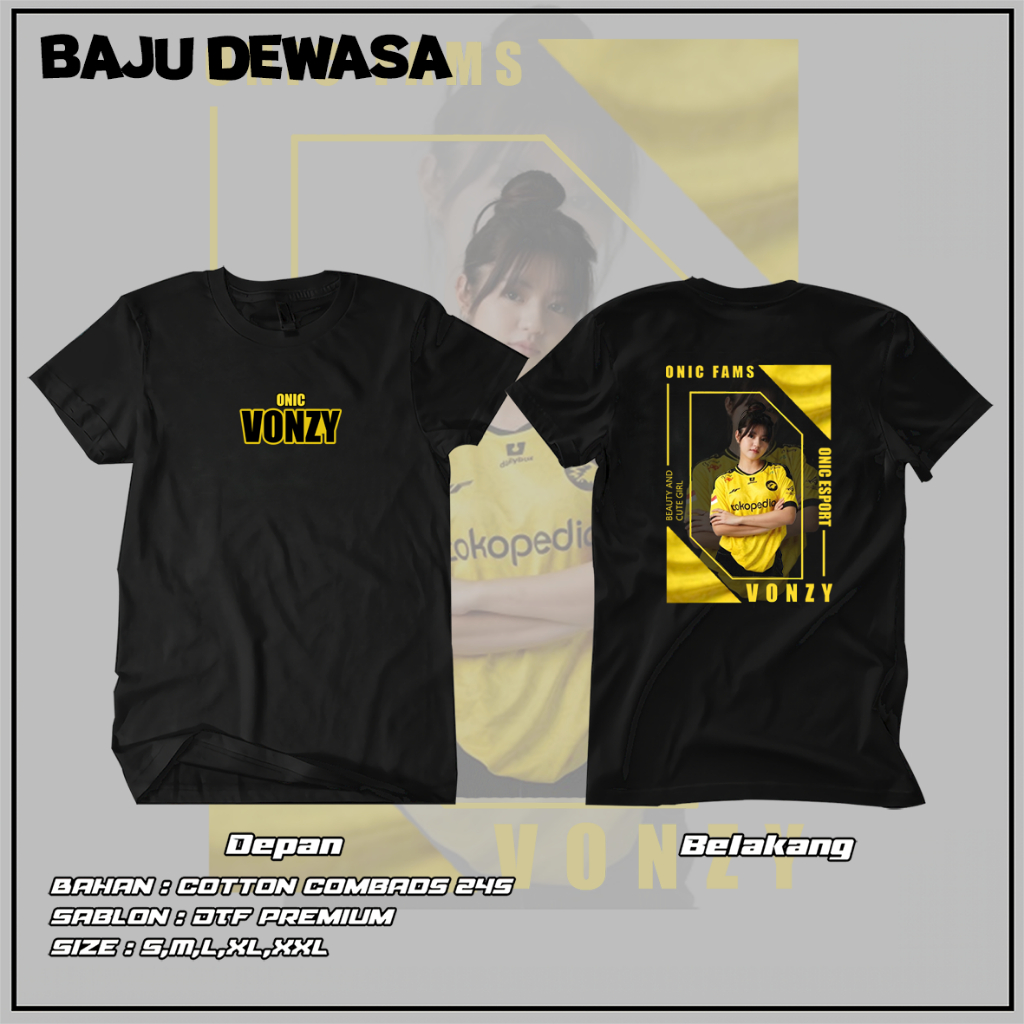 Baju Dewasa - Kaos Esports - Kaos Onic Vonzy - Brand Ambasador Onic Esports - Vonny Velicia - Cotton