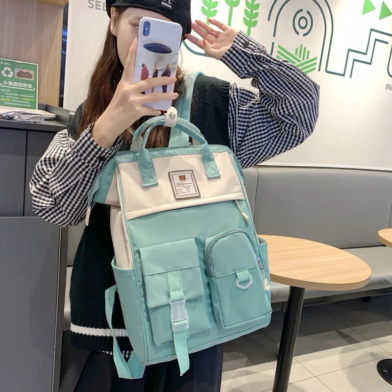Back Pack Smp Sma Cewe Korea Ts Cewe Polos Murah Taa Skolah Aesthetic Import Rensel Laptop Kerja Tad