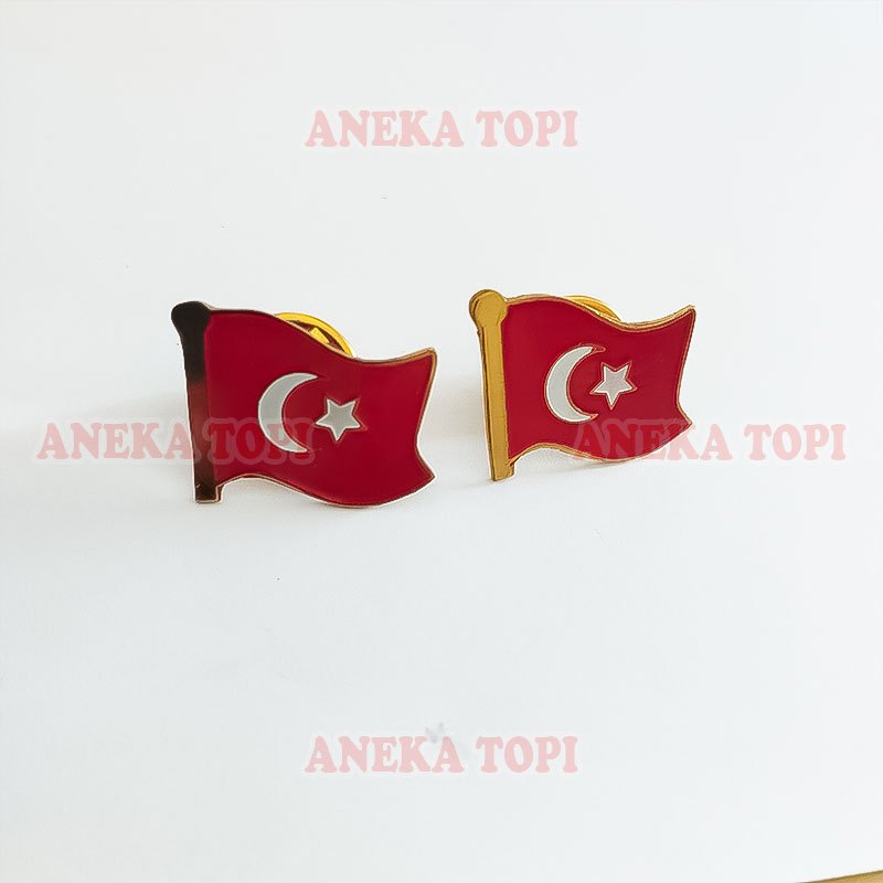 Flag Pin Turki Pin Bendera Negara Turki Pin Bros Bendera Turki - Aneka Topi
