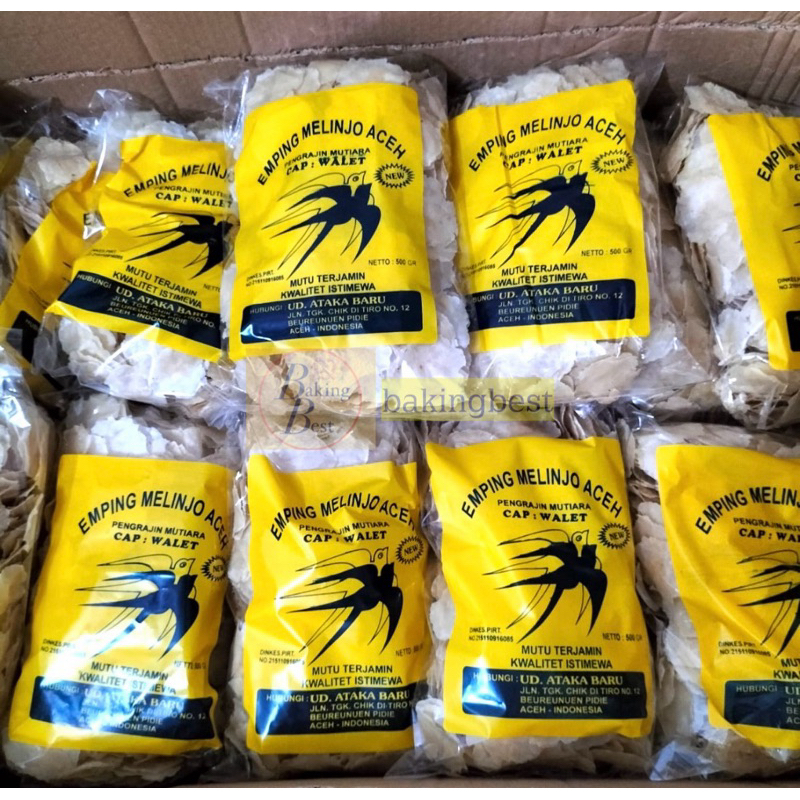 

EMPING MELINJO ACEH 500 gr BARU !!! Emping Asli Cap Walet Kualitas Super Mutu Terjamin