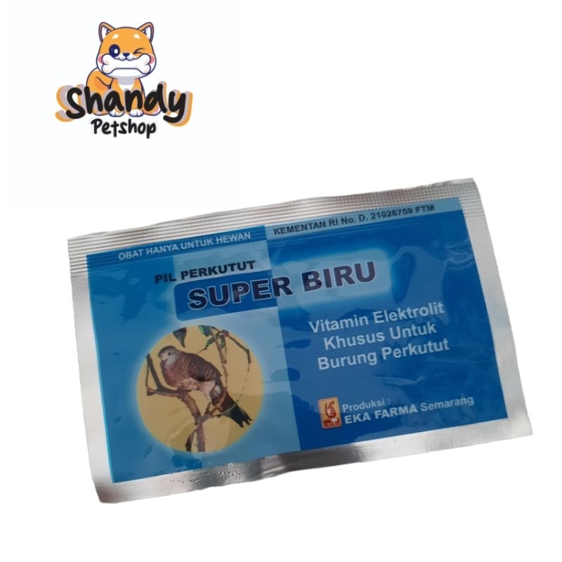 PIL PERKUTUT SUPER BIRU EKA FARMA SUPER BIRU PIL JAMU BURUNG PERKUTUT ISI 12 VITAMIN ELEKTROLIT SPRB