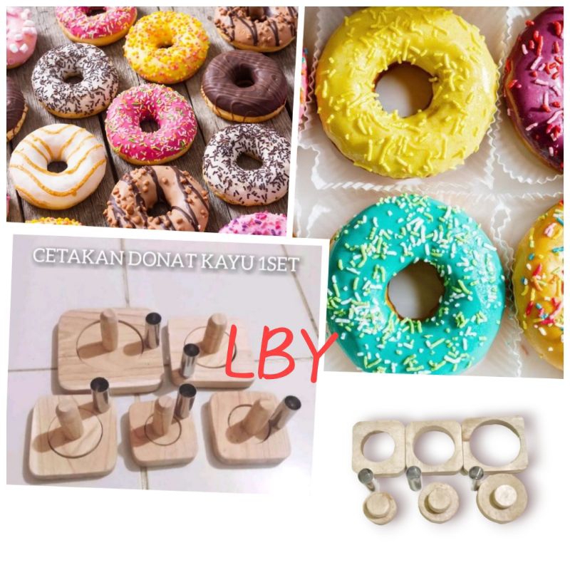 cetakan donat kayu 1set