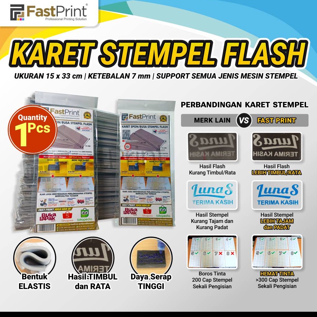 

KODE Y1D2 Karet Busa Spon Stempel Flash Kilat Warna 15x33 CM