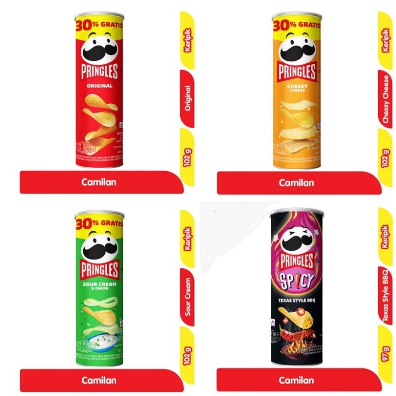 

Pringles Snack Keripik Kentang Berbagai Rasa isi 102 Gram