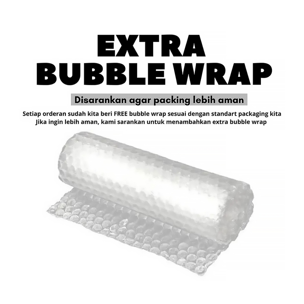 

BUBBLE WRAP TAMBAHAN PACKING AGAR LEBIH AMAN (KETENTUANNYA BACA DI DESKRIPSI YA)