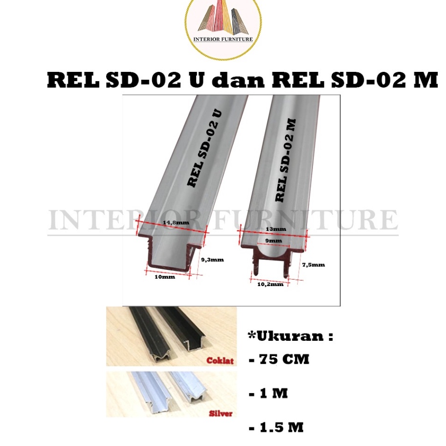 Terlaku Rel Pintu Sliding SD2 Rel U  M Rel Tanam Aluminium Lemari Kayu Minimalis Huben  Rel SD 3141 