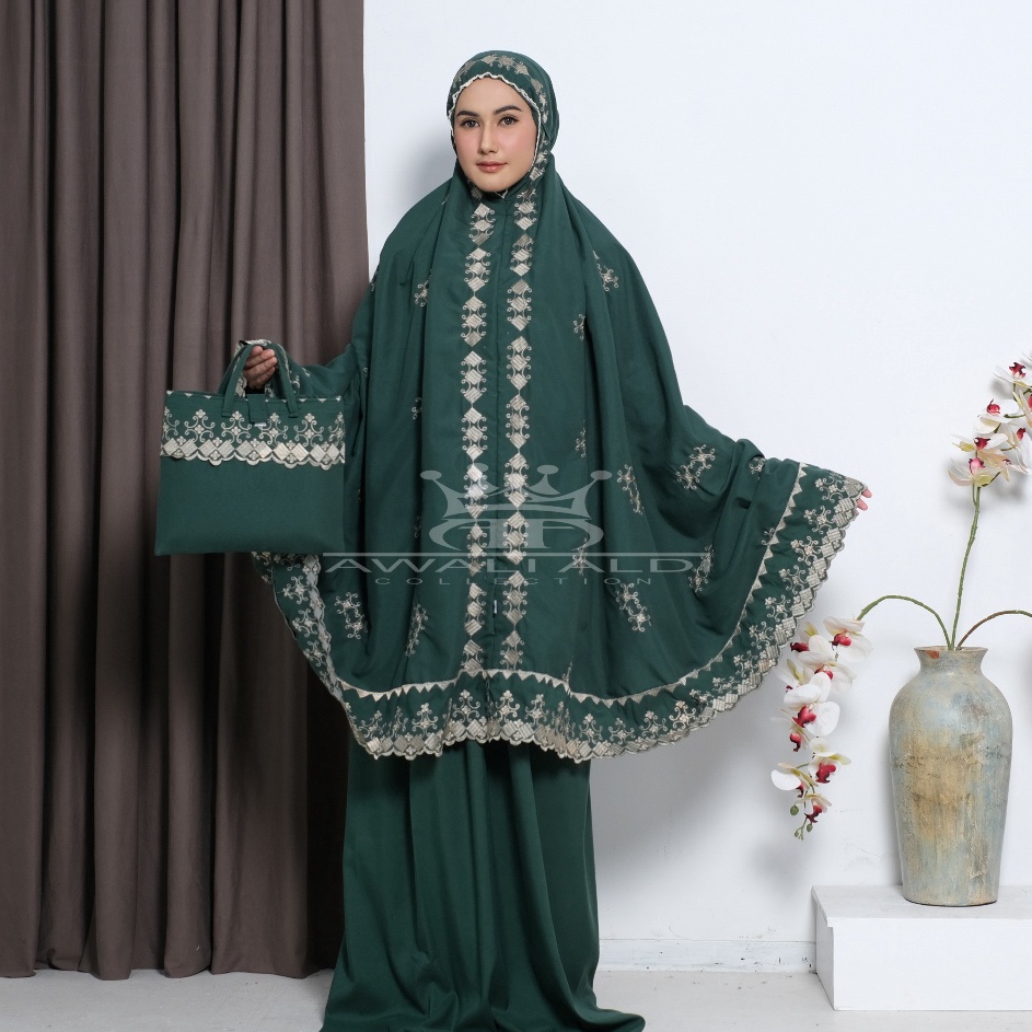Langsung dibeli Mukena Dewasa Bahan Katun Premium Mewah Songket Full Bodir
