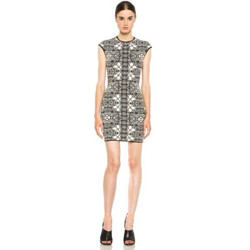 Black White Mini Dress / Bodycon Print Dress / Dress Pendek Alexander Mcqueen lookalike