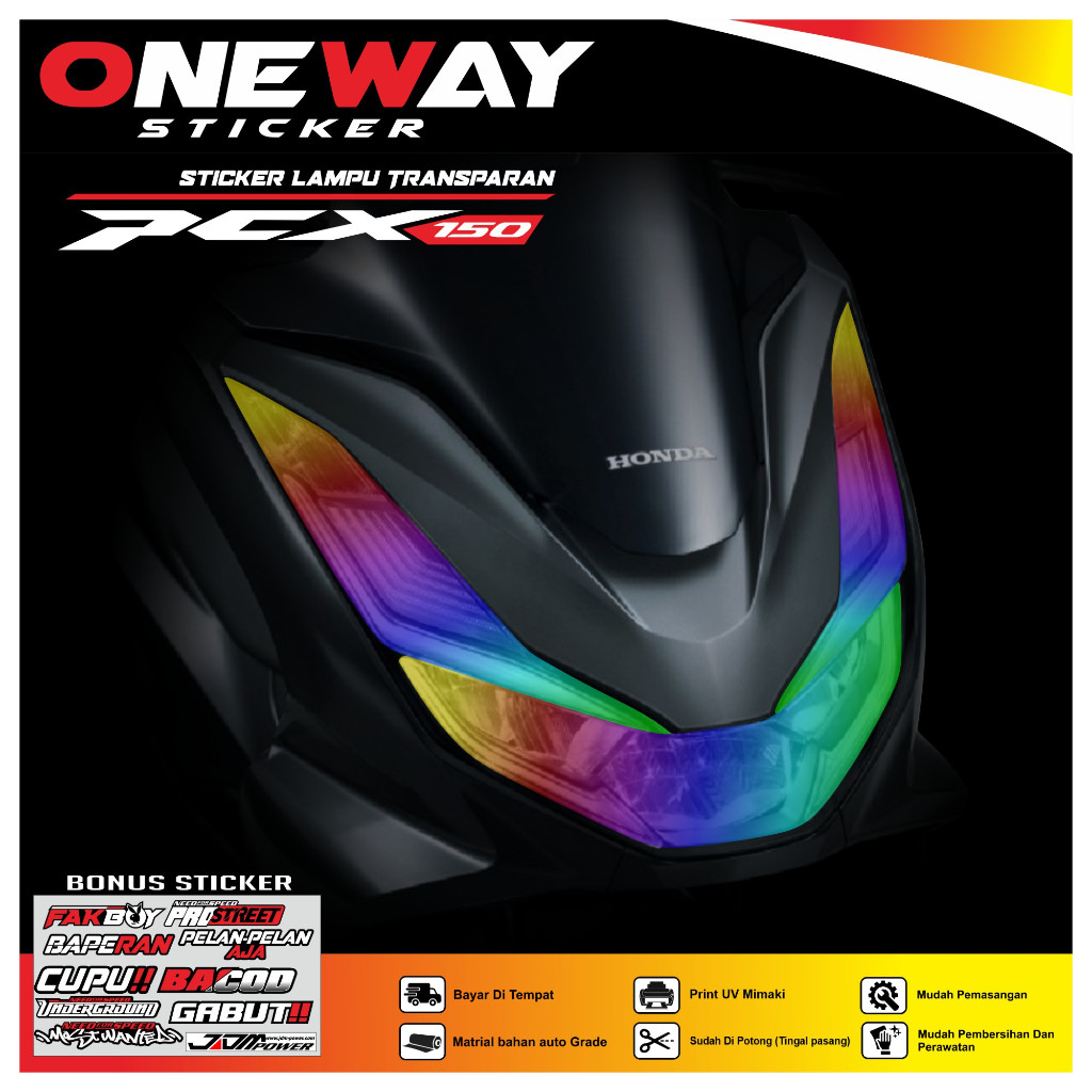 Stiker Lampu PCX 160 / Stiker Variasi Lampu Alis Motor Honda PCX 160 RAINBOW/PELANGI TERLARIS