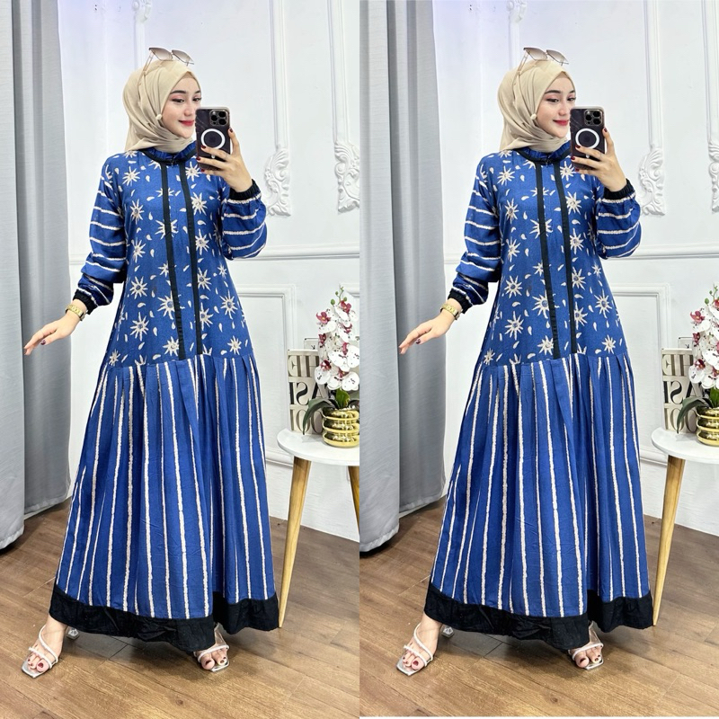 Batik senja - Dress elvi batik cap malaman fashion wanita terbaru daster