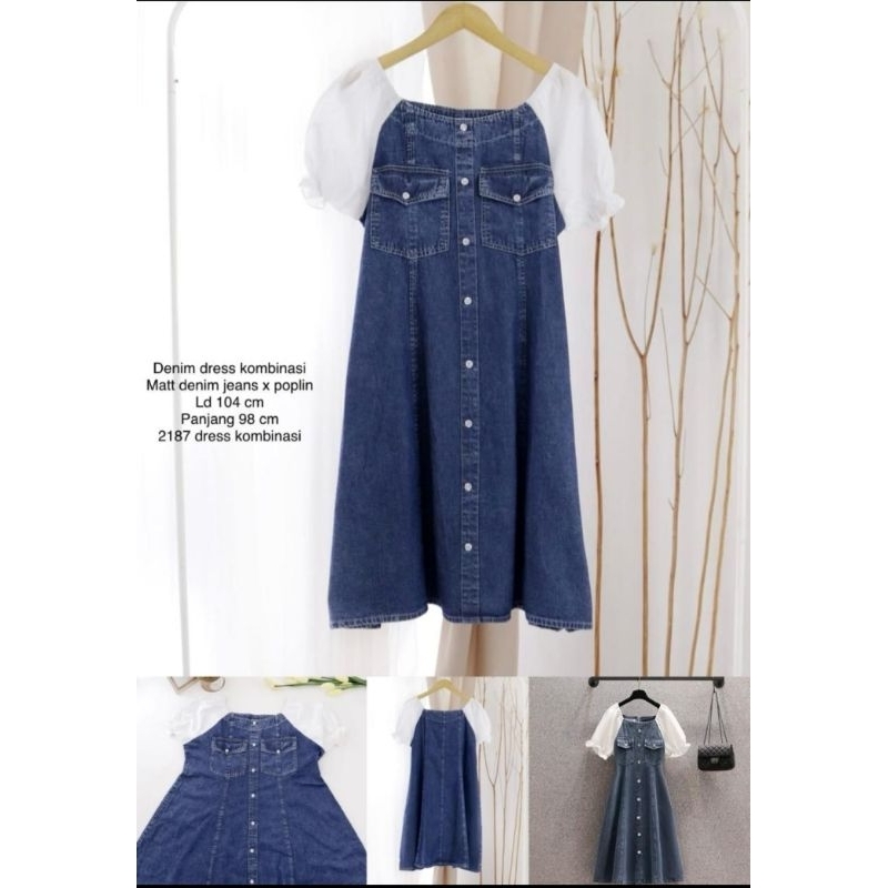 JC88 - Yurika Denim Dress - Dress Midi Denim Jeans Kombinasi Katun Premium