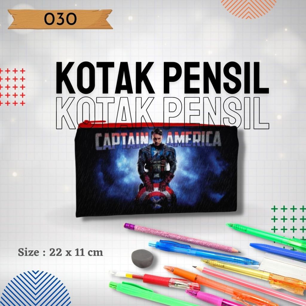 

Tempat Pensil 030 gambar karakter, Captain America, Tempat Pensil Karakter