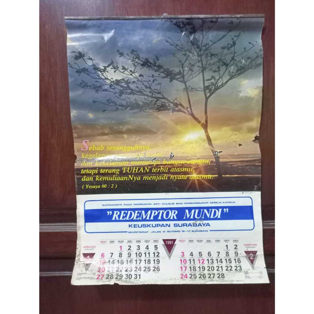 Koleksi jadul Kalender tahun 1991 Redemptor mundi Surabaya