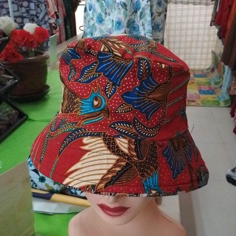 Topi Batik Bucket bolak balik murah