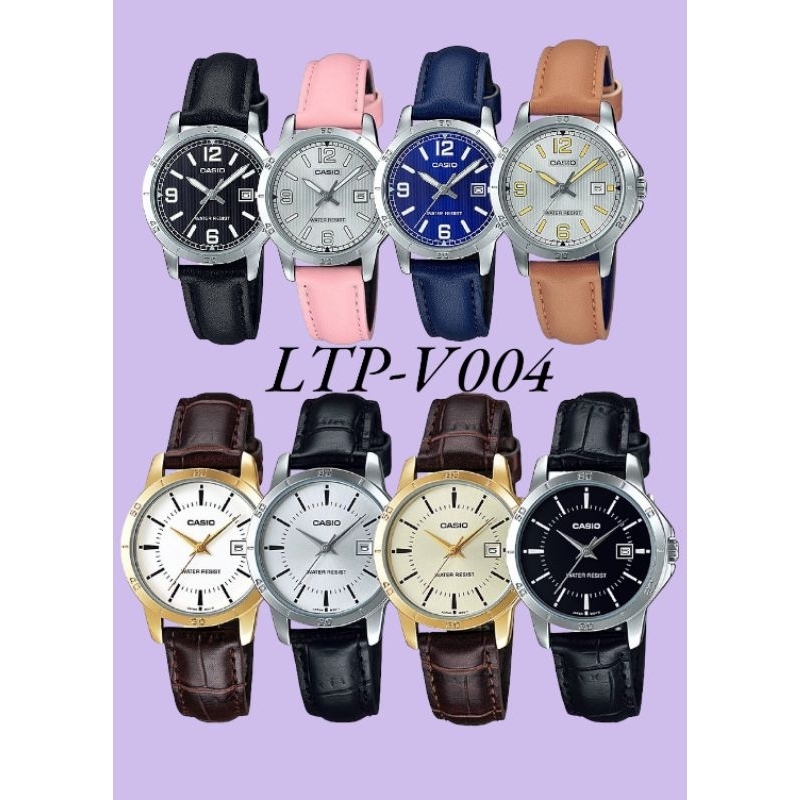 Jam Tangan Wanita Casio LTP-V004L LTP V004L LTP-V004GL LTP V004GL Tali Kulit