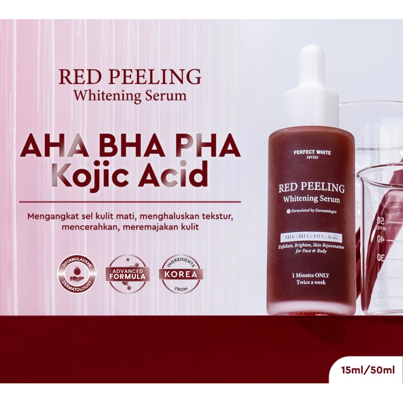 PERFECT WHITE Red Peeling Whitening Serum 50ml with AHA BHA PHA Kojic Acid for Face and Body | Eksfo