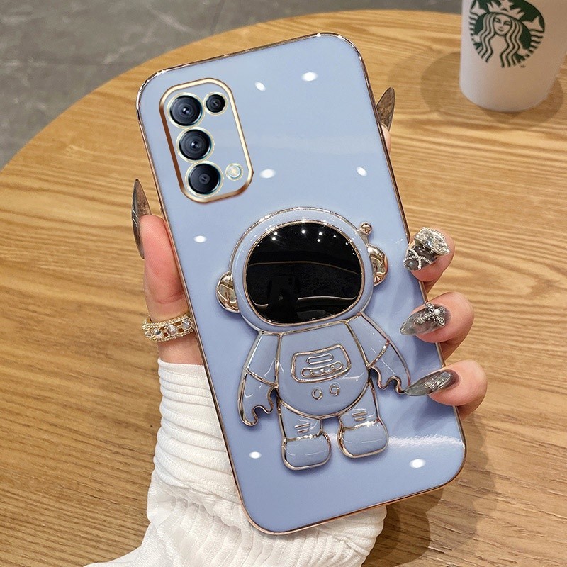 Casing Hp Oppo Reno 4 4F Soft Case plating Dudukan Astronot